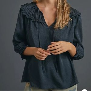 NWT ANTHRO Current Air Southwark Shirred Top carbon